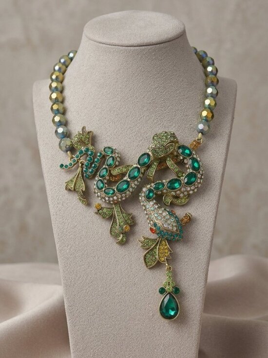 Heidi Daus Jewelry - Heidi Daus Green Crystal Statement Necklace Teardrop